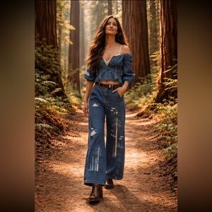 Anthropologie NWT The Lex Embroidered High-Rise Taper Jeans by Pilcro size 30.